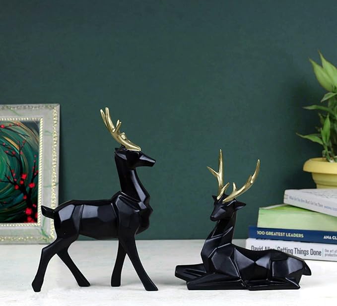 MORWEE Modern Geometric Deer Couple Sculpture Collection Figurine Creative Gift