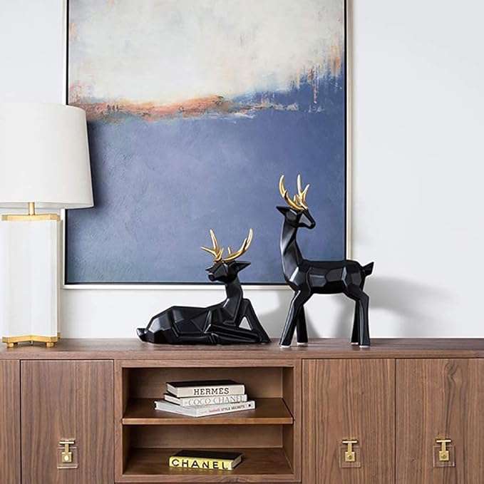 MORWEE Modern Geometric Deer Couple Sculpture Collection Figurine Creative Gift