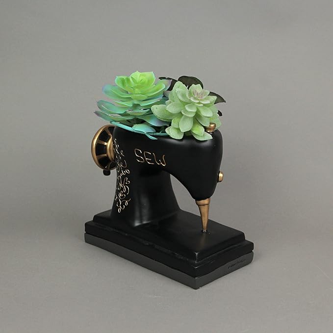 MORWEE Vintage Stitch Resin Sewing Machine Succulent Planter Flower Pot Garden Decor One Size