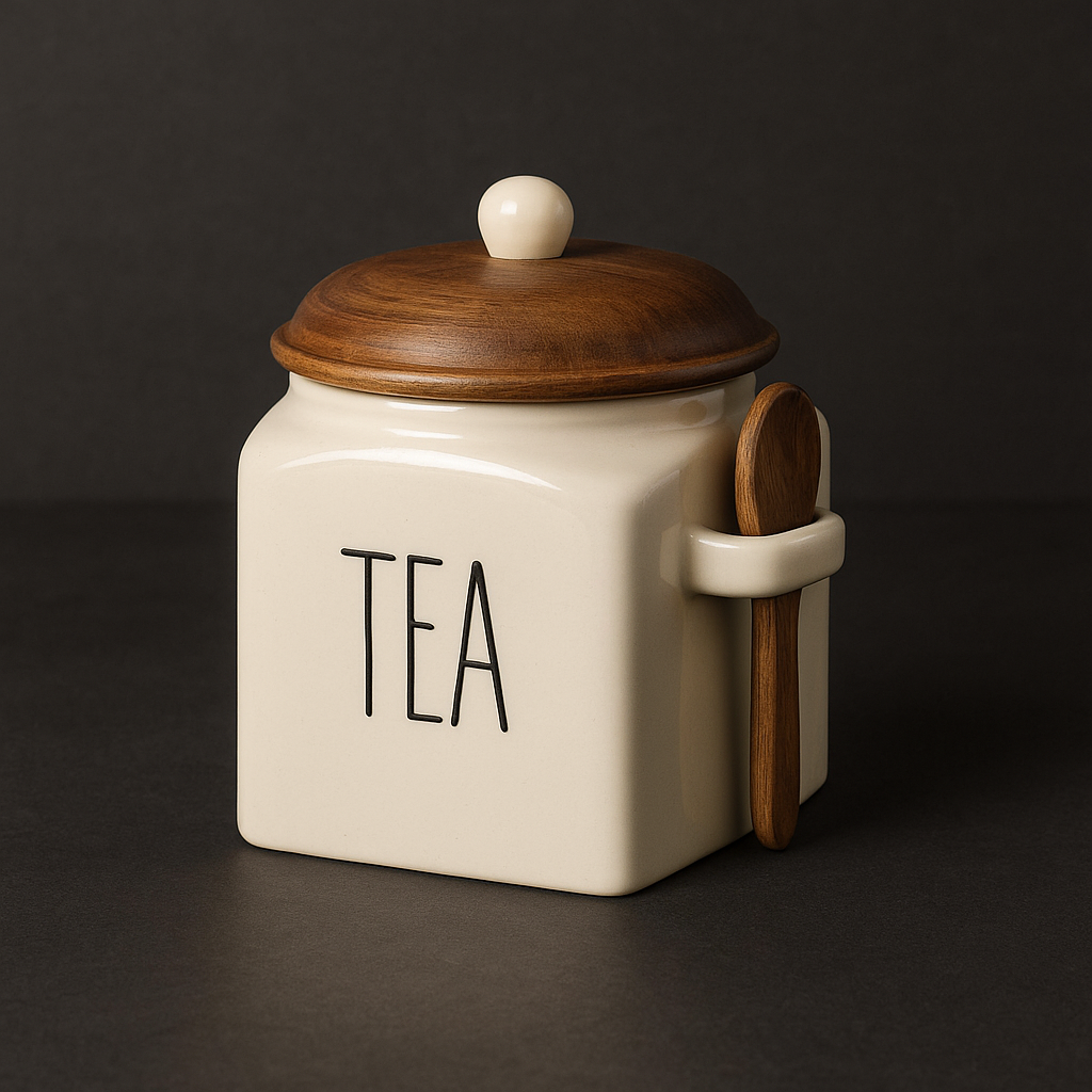 Morwee Glossy White ceramic Tea Storage Jar (pack of 1 ) 850ml