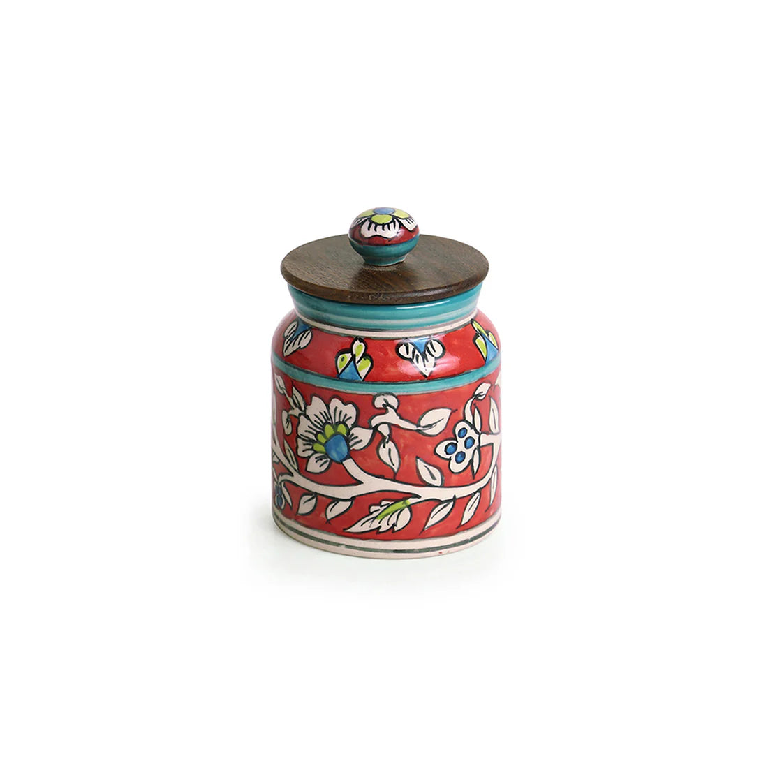 Morwee red Floral paint air tight jar