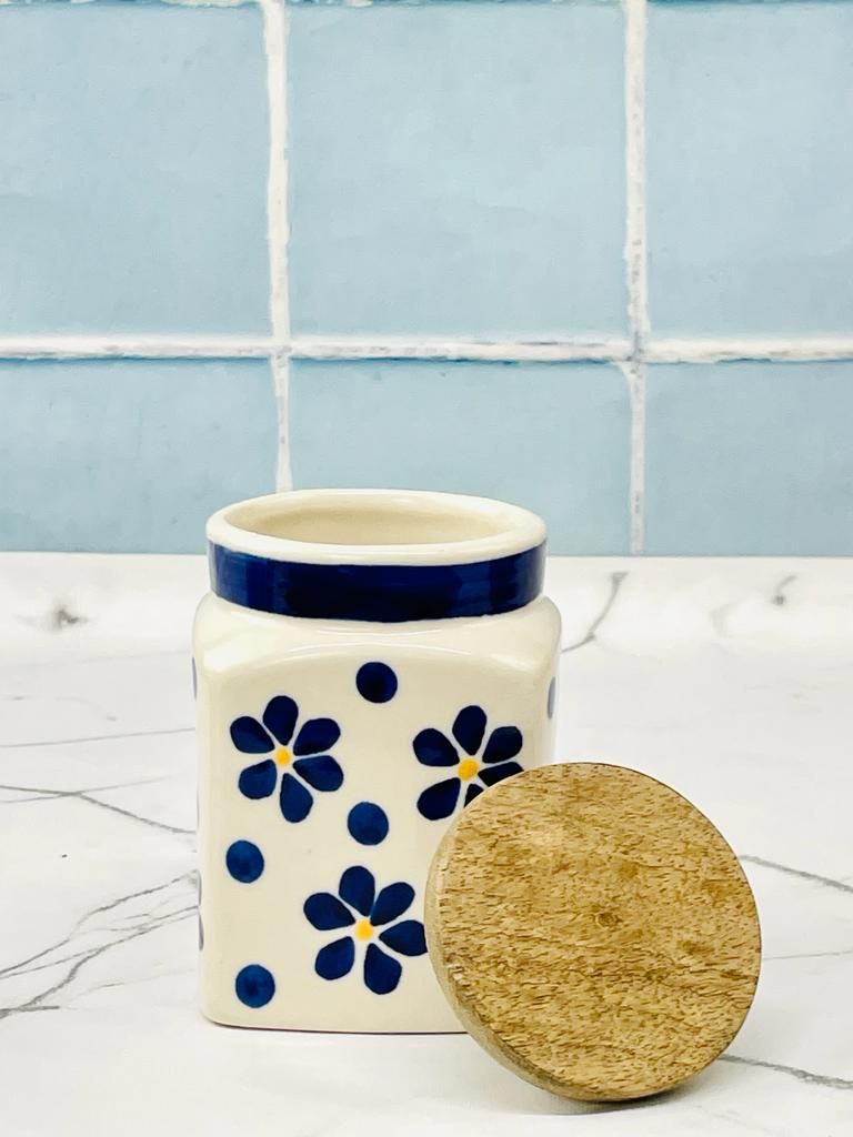 Morwee Handmade Ceramic Blue Flower Jar - Ceramic Jar