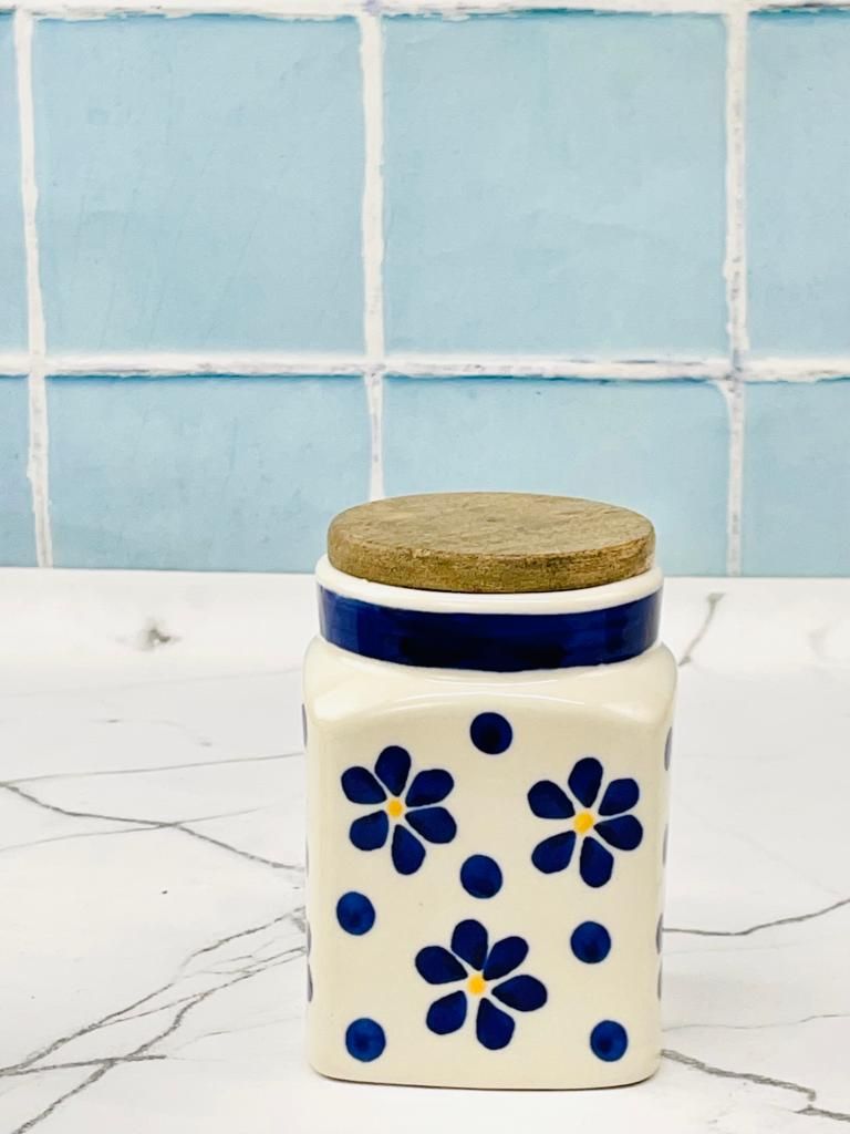 Morwee Handmade Ceramic Blue Flower Jar - Ceramic Jar