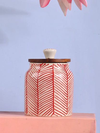 Morwee red  Abstract check air tight jar