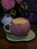 Morwee Tulip Floral pink and green Mug and Saucer Set