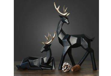 MORWEE Modern Geometric Deer Couple Sculpture Collection Figurine Creative Gift