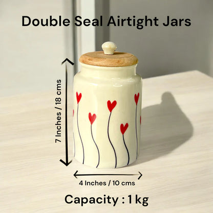 MORWEE white Heart flower jar