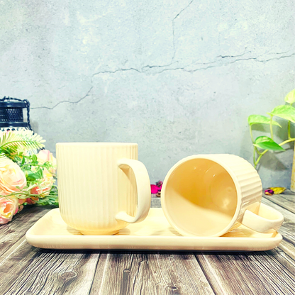 Morwee yellow  cup set of 2 with tray