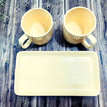 Morwee yellow  cup set of 2 with tray