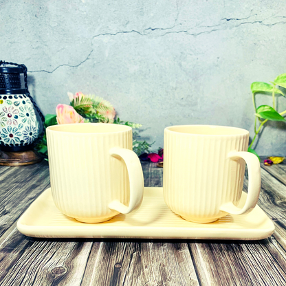 Morwee yellow  cup set of 2 with tray
