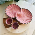 Morwee curated shell Ceramic Platter with Kulhad - Three Piece Set