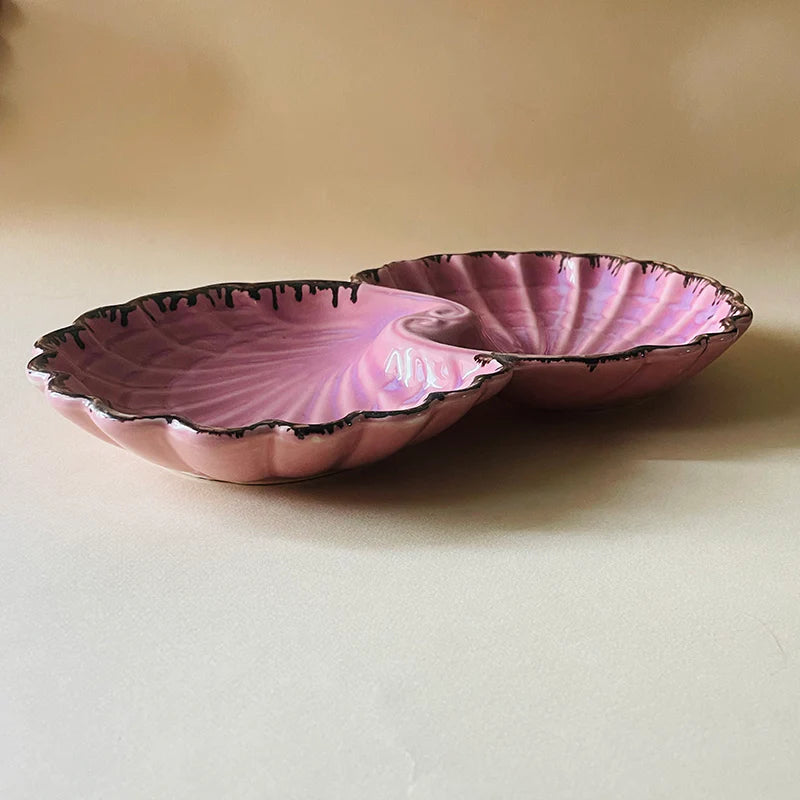 Morwee curated shell Ceramic Platter with Kulhad - Three Piece Set