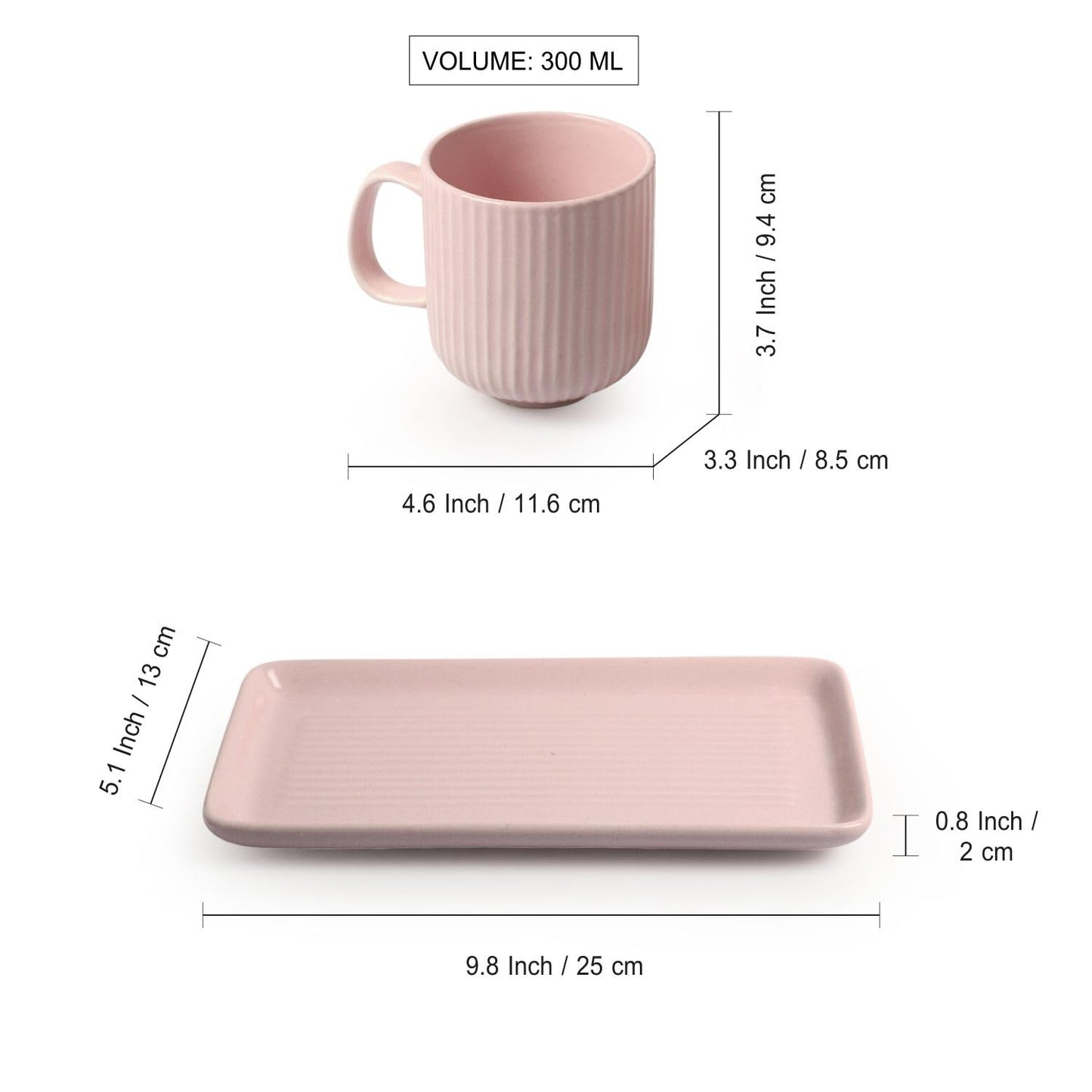 Morwee Pink cup set of 2 with tray