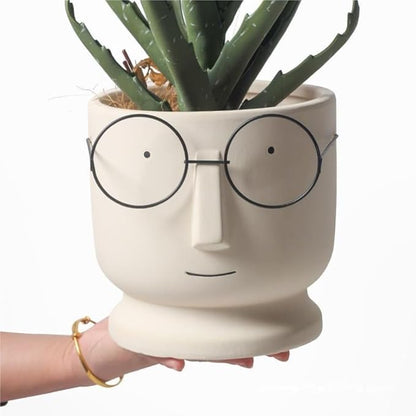 Morwee Face Planter with Glasses Glazed Finish