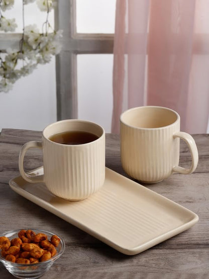 Morwee Beige cup set of 2 with tray