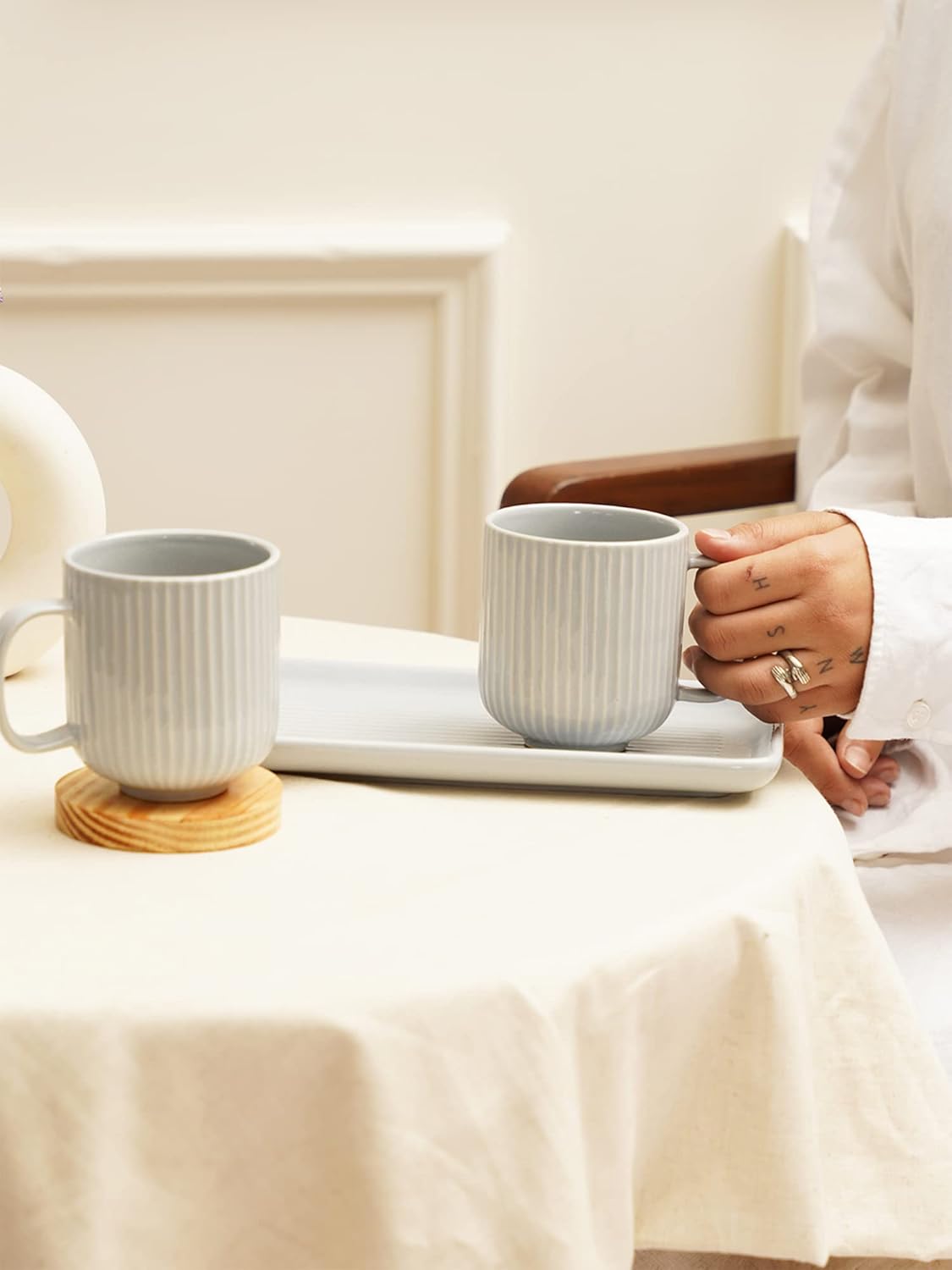 Morwee Gray cup set of 2 with tray