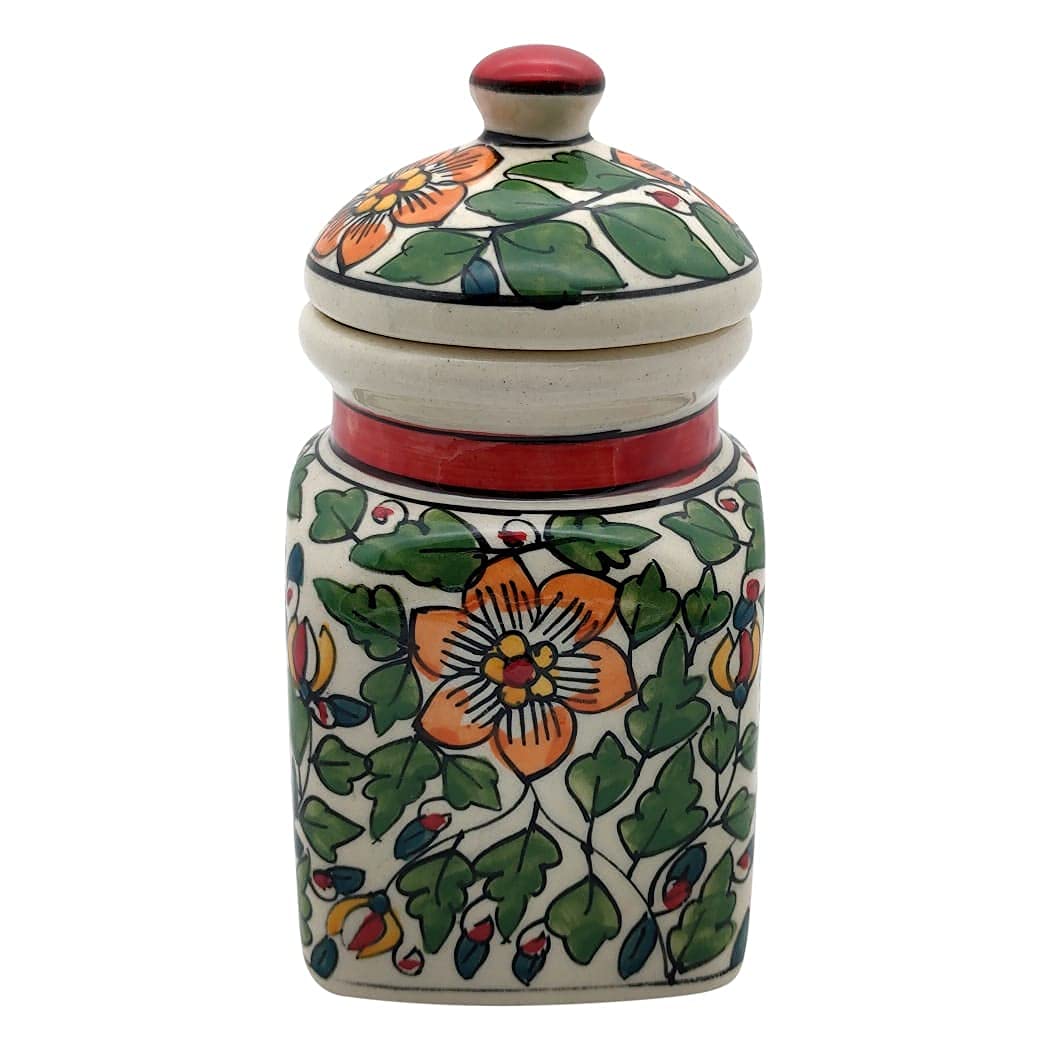 Morwee Green   HAND PAINTED paint  air tight jar SET of 3