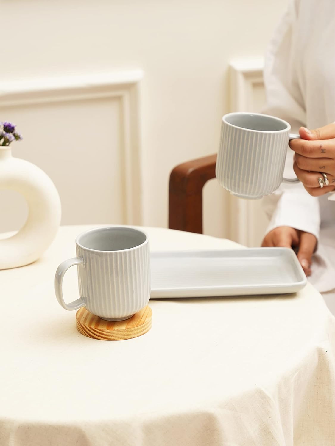 Morwee Gray cup set of 2 with tray