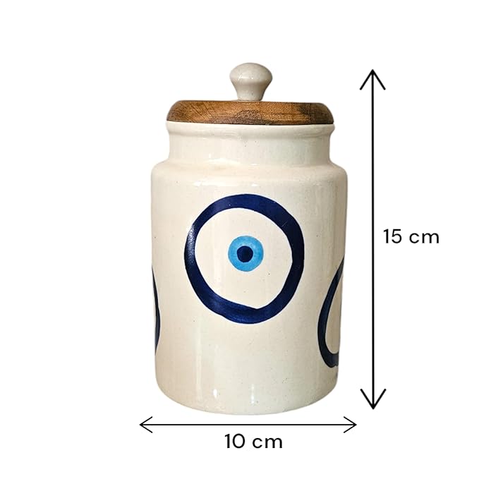 MORWEE Airtight Ceramic Jars (Pack of 2) - 900ml Each - Wooden Lid - Kitchen Containers for Sugar