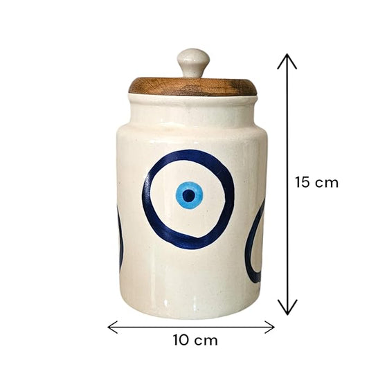 MORWEE Airtight Ceramic Jars (Pack of 2) - 900ml Each - Wooden Lid - Kitchen Containers for Sugar