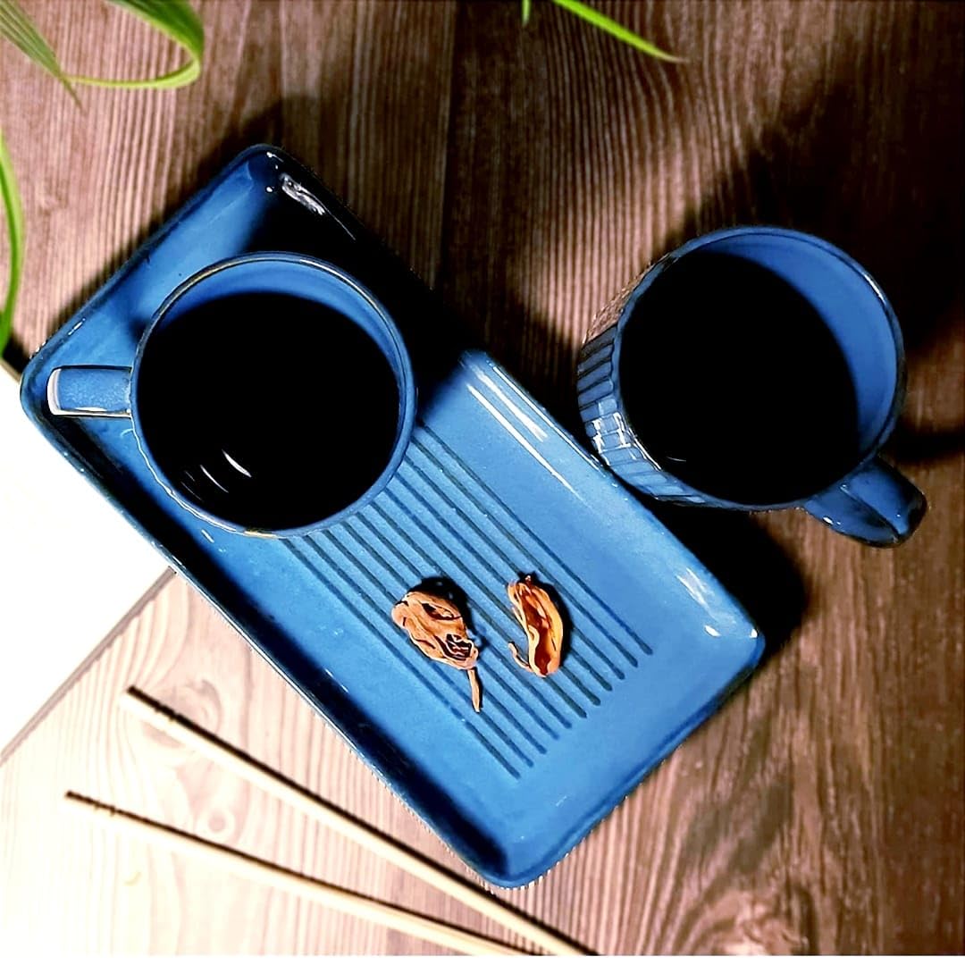 Morwee Blue  cup set of 2 with tray