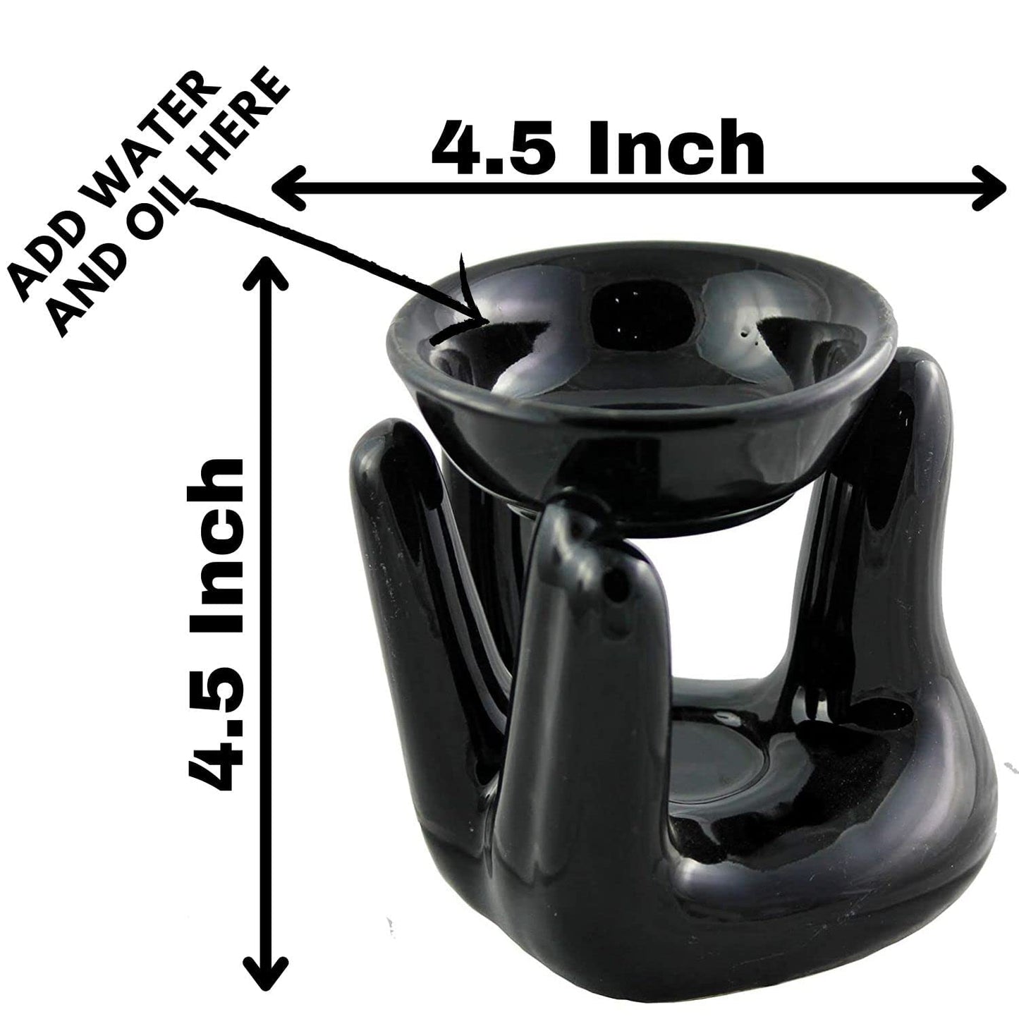 Morwee Ceramic Candle Diffuser Hand Shape Diffuser Black