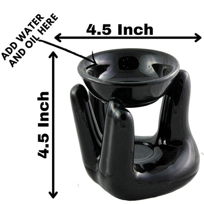 Morwee Ceramic Candle Diffuser Hand Shape Diffuser Black