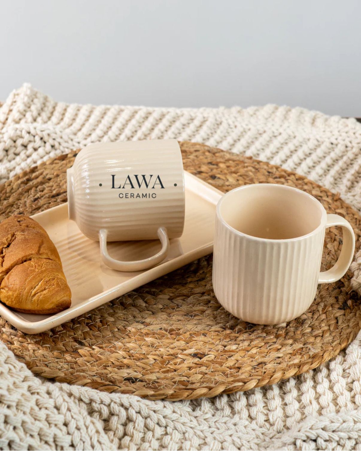 Morwee Beige cup set of 2 with tray