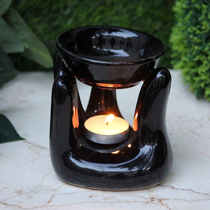 Morwee Ceramic Candle Diffuser Hand Shape Diffuser Black