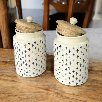 Morwee White Blue cross jar