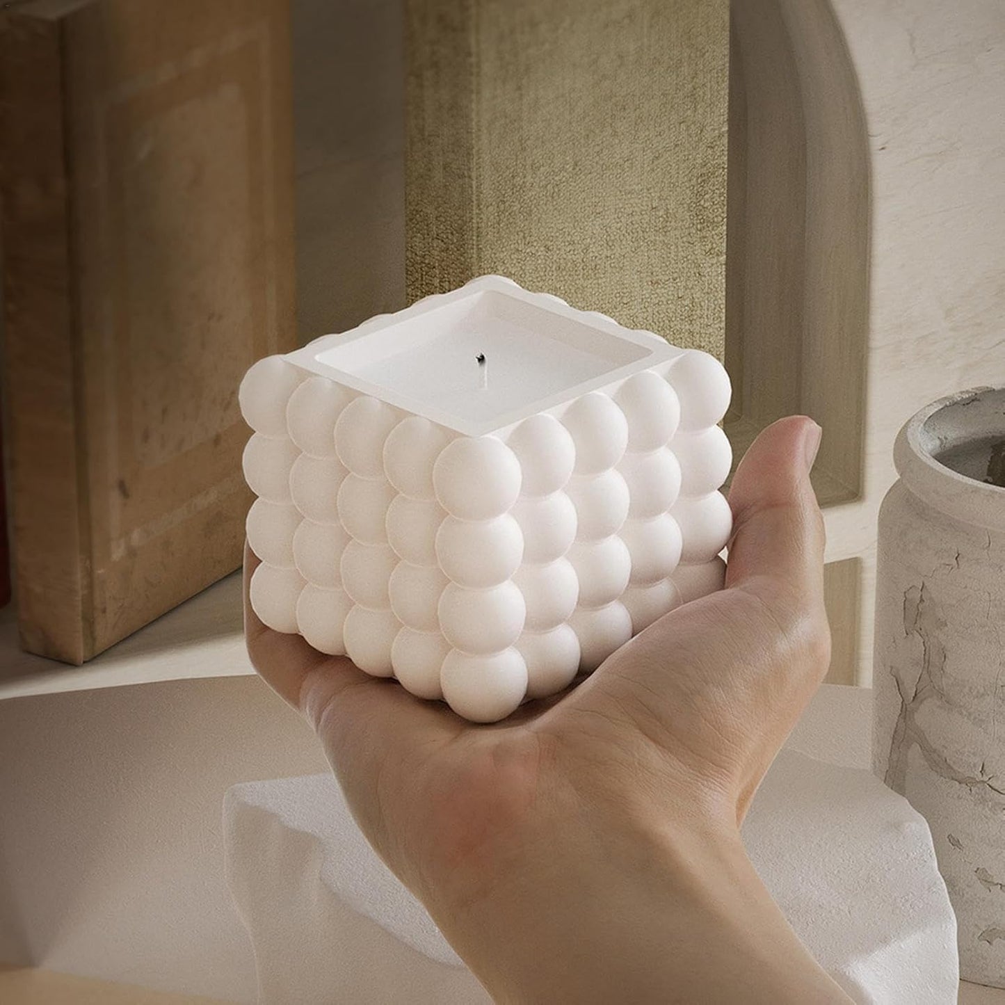 Morwee 3D Bubble Cube Candle Molds, set of 3