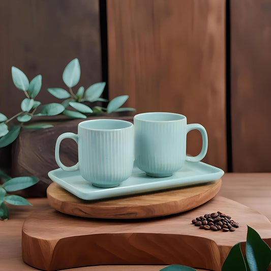 Morwee Green cup set of 2 with tray