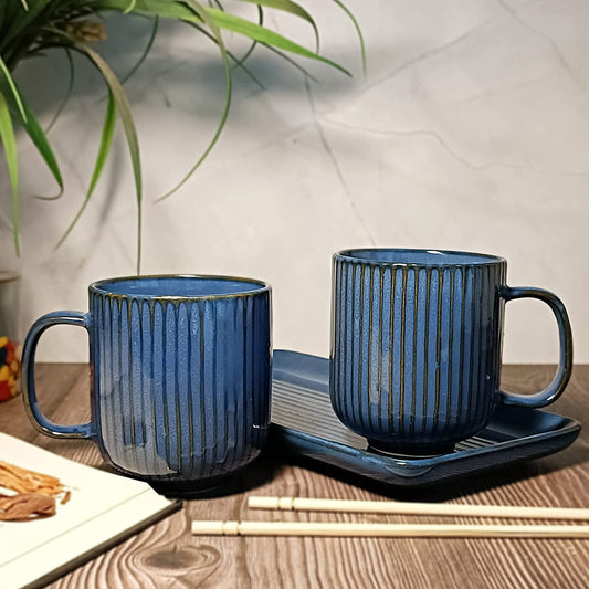Morwee Blue  cup set of 2 with tray