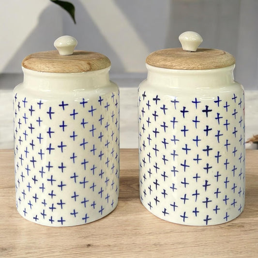 Morwee White Blue cross jar