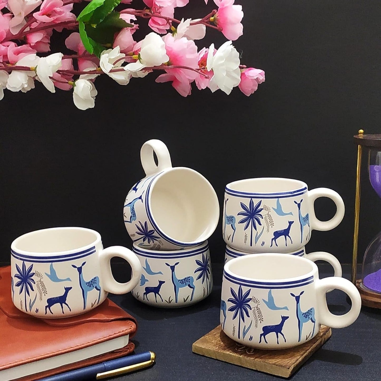 Morwee HANDICRAFTS Ceramic Tea Cup Set of 6