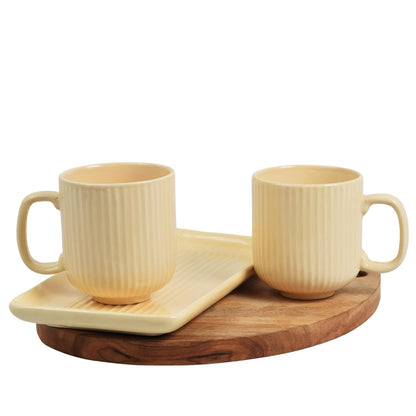 Morwee Beige cup set of 2 with tray