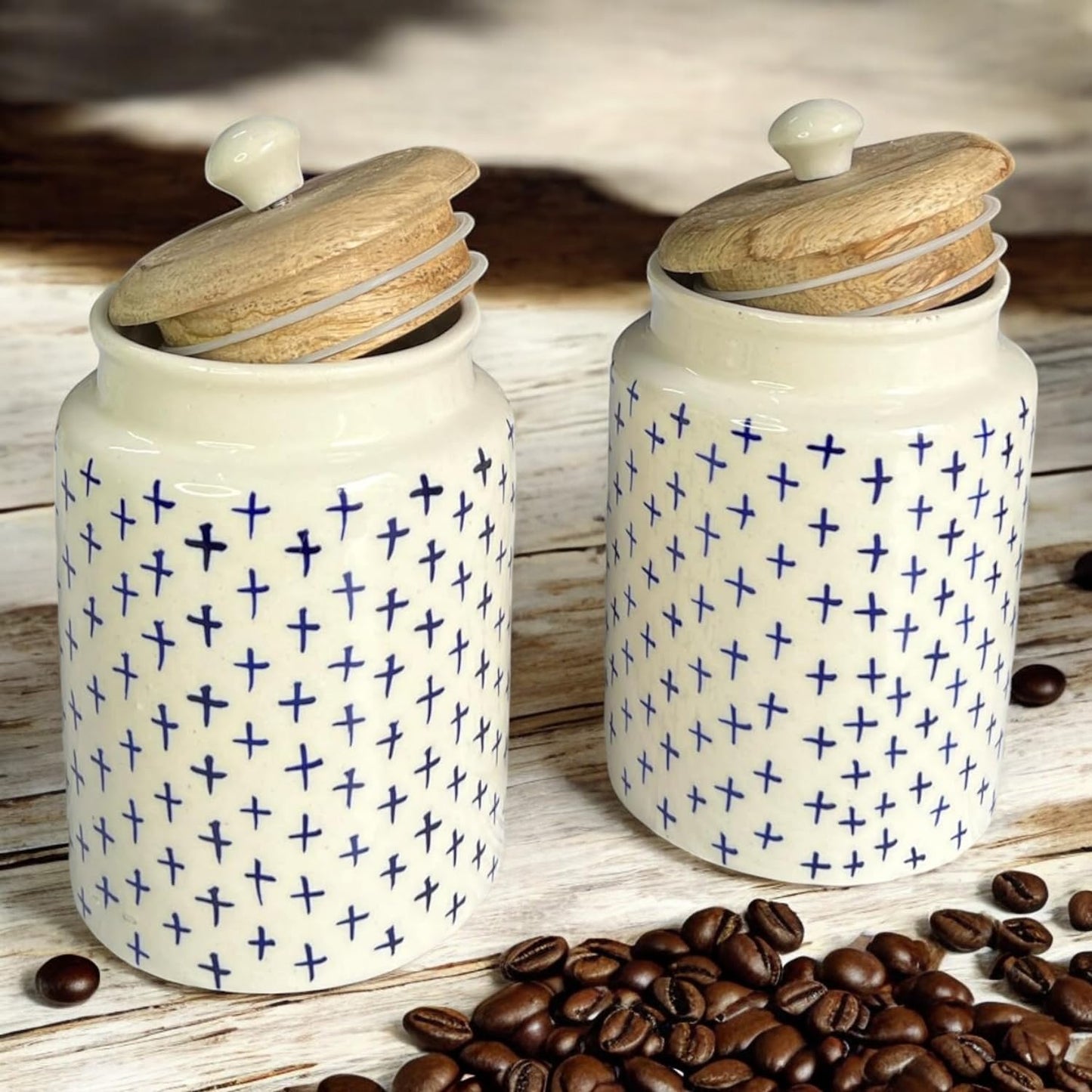 Morwee White Blue cross jar