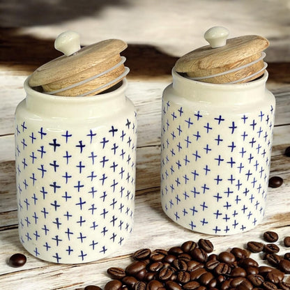 Morwee White Blue cross jar