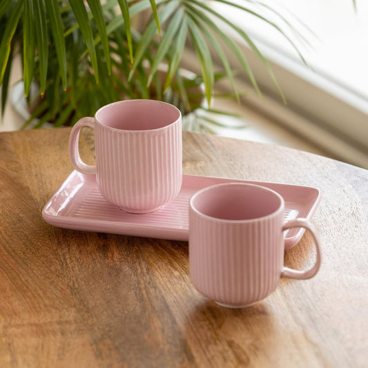 Morwee Pink cup set of 2 with tray