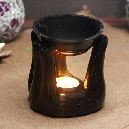 Morwee Ceramic Candle Diffuser Hand Shape Diffuser Black
