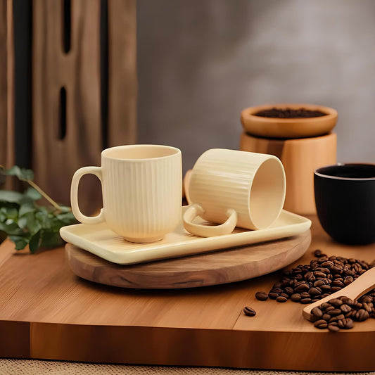 Morwee Beige cup set of 2 with tray