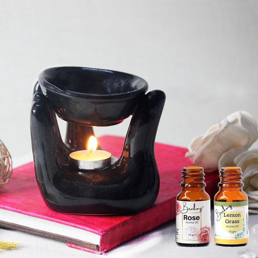 Morwee Ceramic Candle Diffuser Hand Shape Diffuser Black