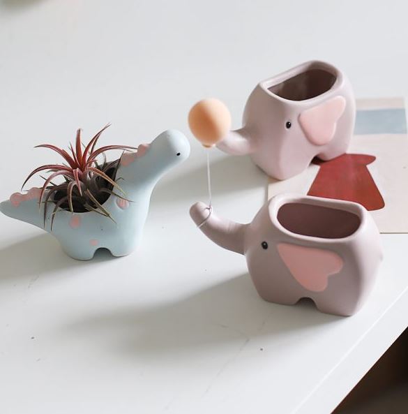 MORWEE Ceramic Cute Elephant Succulent Pot For Home Decor