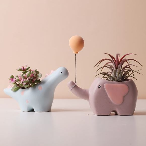 MORWEE Ceramic Cute Elephant Succulent Pot For Home Decor