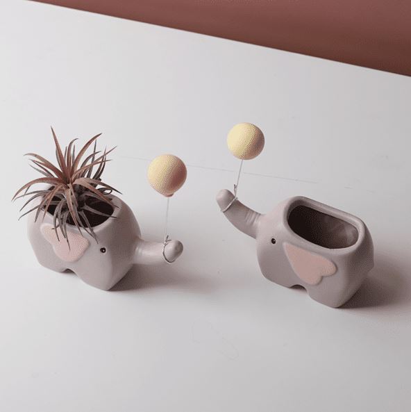 MORWEE Ceramic Cute Elephant Succulent Pot For Home Decor