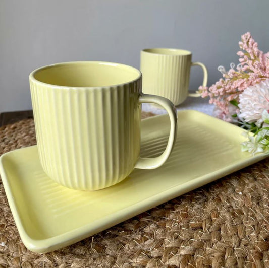 Morwee yellow  cup set of 2 with tray