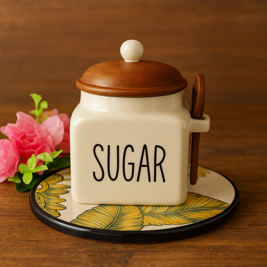 Morwee Glossy White ceramic Tea & sugar Storage Jar (pack of 2 ) 850ml Each