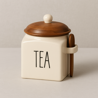 Morwee Beige Ceramic Tea Coffee Sugar Jar Set (pack of 3 ) 650ml Each