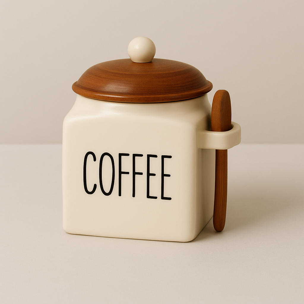 Morwee Beige Ceramic Tea Coffee Sugar Jar Set (pack of 3 ) 650ml Each