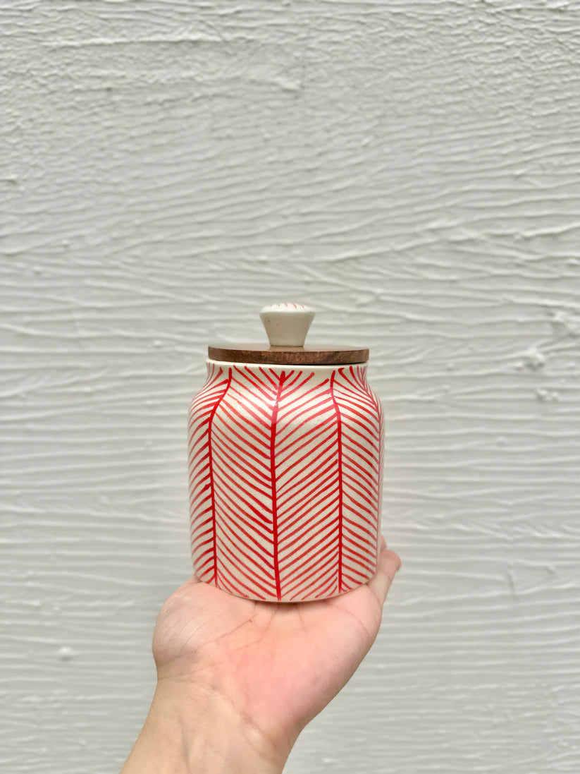 Morwee red  Abstract check air tight jar